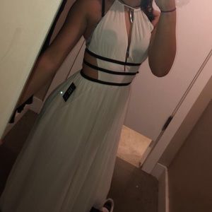 White and black long dress